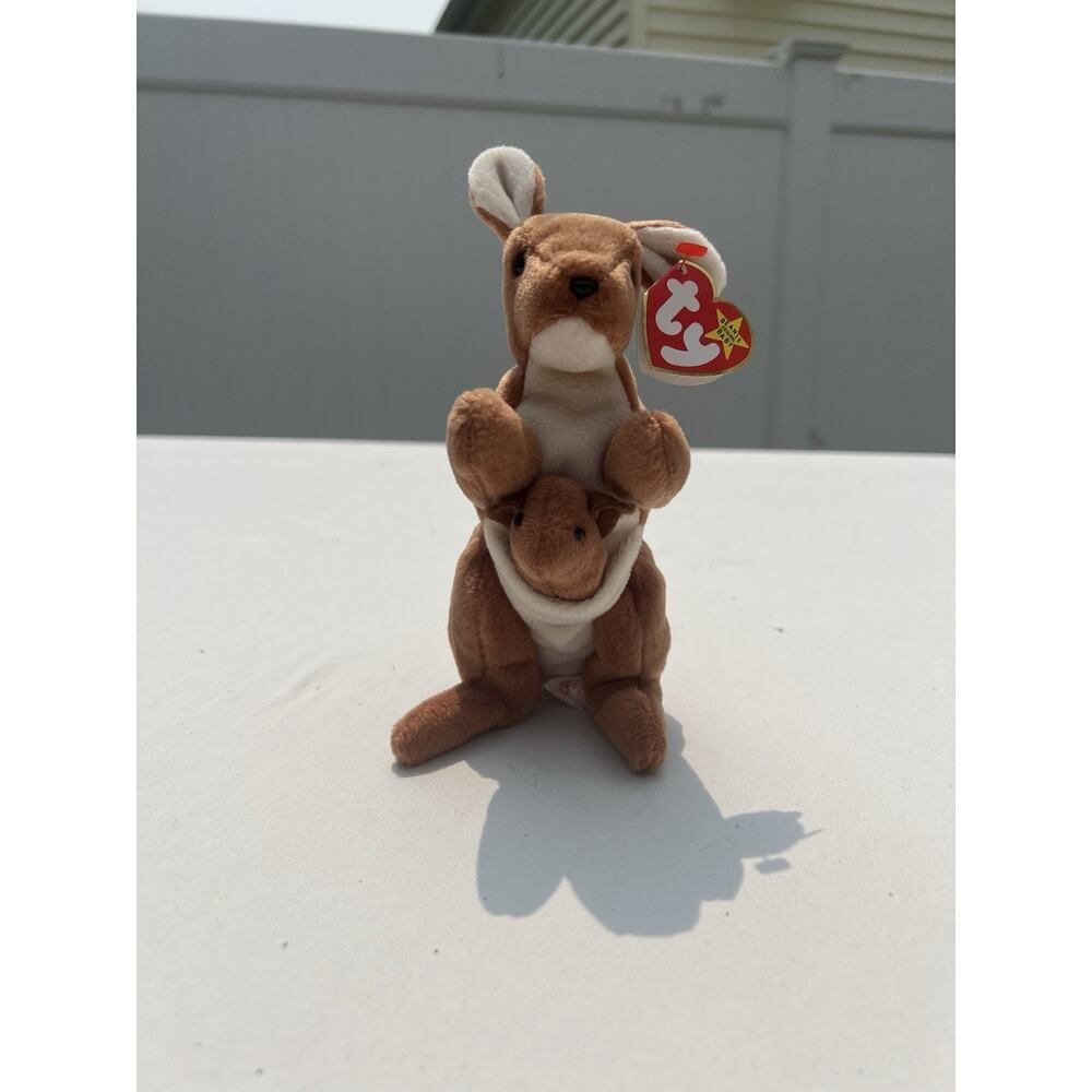 Ty Beanie Baby "Pouch" Kangaroo with Joey - Vintage Plush Toy 1996